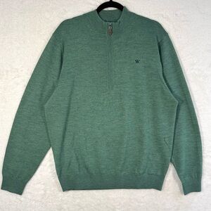 Donald Ross Sportswear Quarter Zip Men’s Large Merino Wool W‎ Logo Golf Preppy